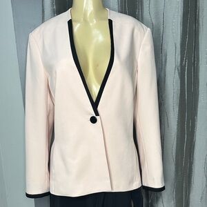 John Meyer Women’s Sz 12.Elegant Pink Blazer with Black Trim